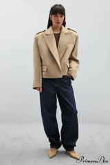 Peak Lapel Blazer Style Wool Loose Coat