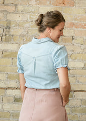 Pearl Snap Denim Short Sleeve Top - FINAL SALE