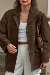 Suede Lapel Casual Blazer Coat